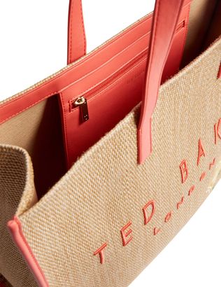 【TED BAKER】Floraff ロゴ フローラル トートバッグ Ted Baker Floraff Tote bag polyurethane beige/orange