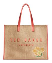 【Ted Baker】PALLMER ラフィア風 アイコン トートバッグ ラージ Ted Baker】PALLMER ラフィア風 アイコン トートバッグ ラージ
