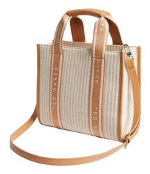 Ted Baker Harllee Striped Canvas Webbing Crossbody Bag Camel