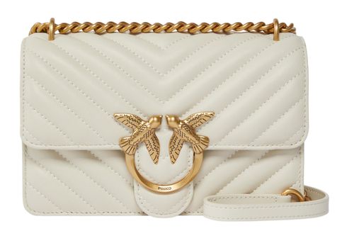 PINKO Love One Mini DC Sheep Nappa Chevron S White - Antique Gold