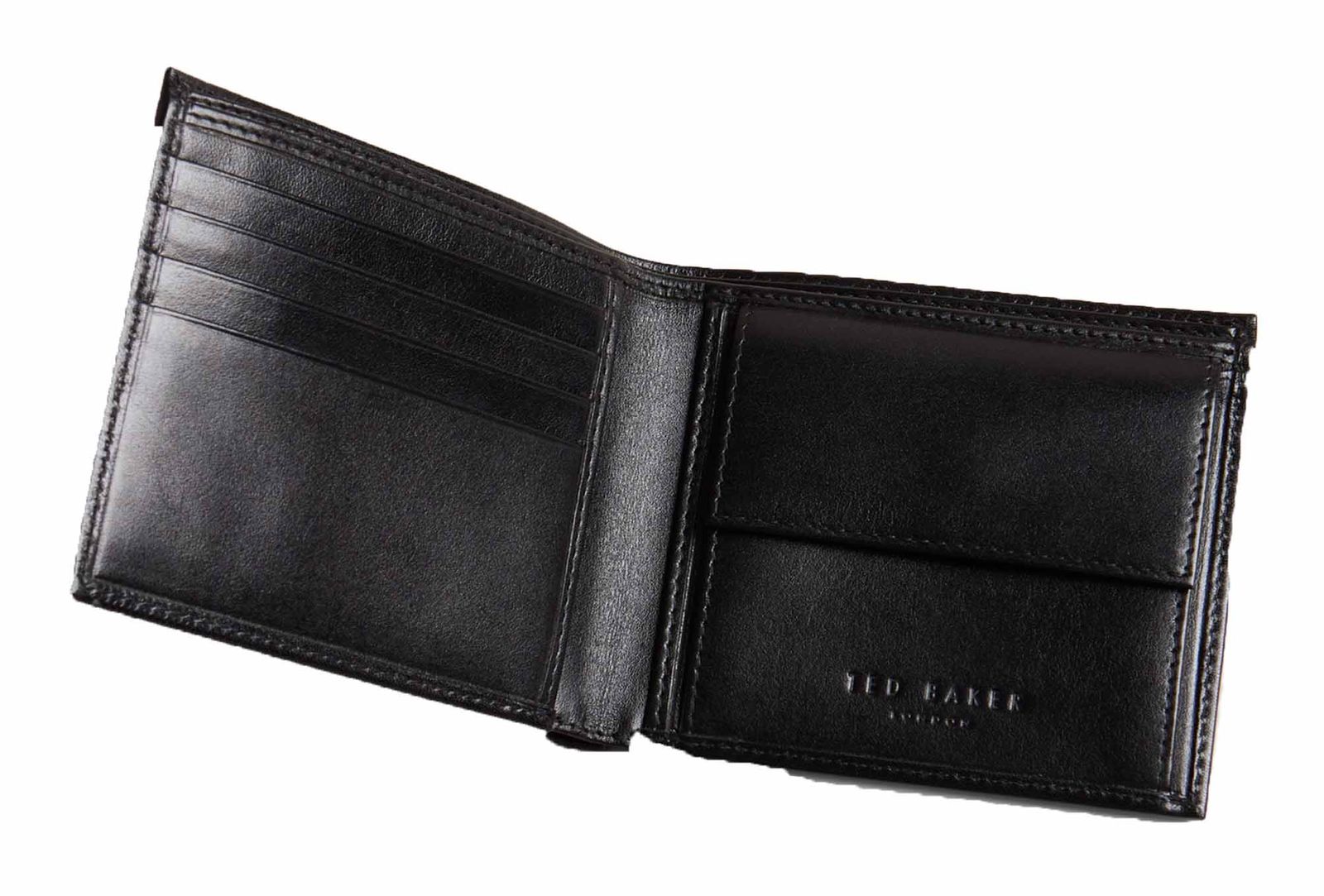 Ted Baker PRUGS Leather Bifold Coin Wallet Black Ted Baker PRUGS Leather Bifold Coin Wallet Black