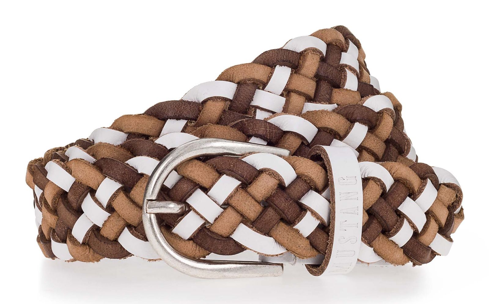 MUSTANG Braided Leather Belt W75 White - Varied MUSTANG Braided Leather Belt W75 White - Varied