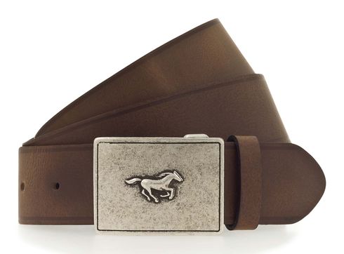 MUSTANG 40mm Leather Belt W110 Mid Brown