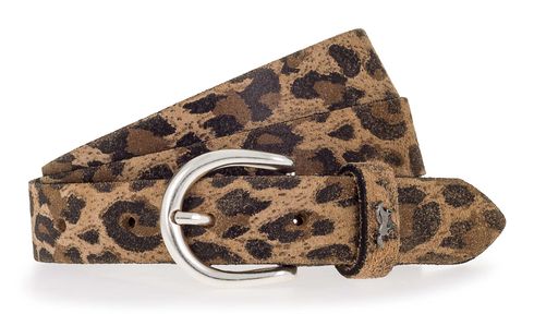 MUSTANG Leather Belt W80 Taupe - Dark Brown