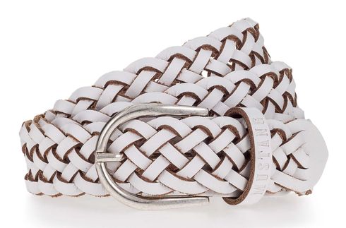MUSTANG Braided Leather Belt W100 White