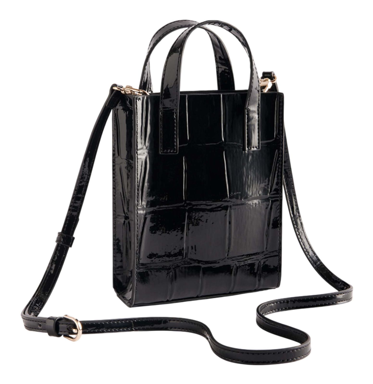 Ted Baker GATOCON Croc Effect Mini Icon Bag Jet - Black Ted Baker GATOCON Croc Effect Mini Icon Bag Jet - Black