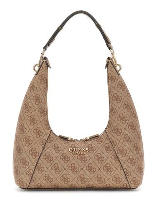 GUESS Calista Top Zip Shoulder Bag Latte Logo