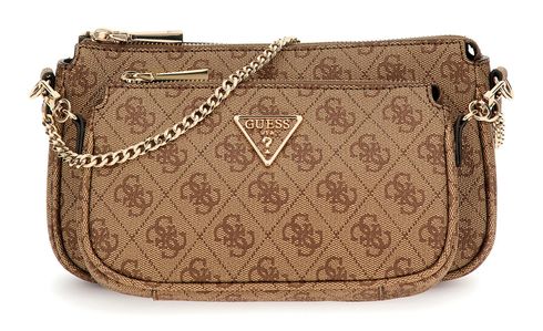 GUESS Noelle II Double Pouch Crossbody Bag Latte Logo / Brown