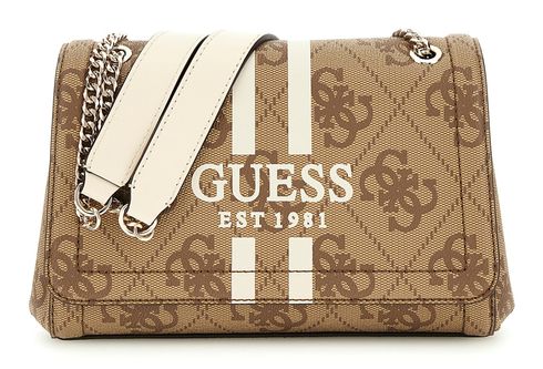 GUESS Noelle II Convertible Xbody Flap Bag Latte Logo