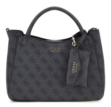 GUESS Brenton Girlfriend Satchel Coal Logo