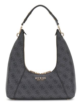 GUESS Calista Top Zip Shoulder Bag Coal Logo