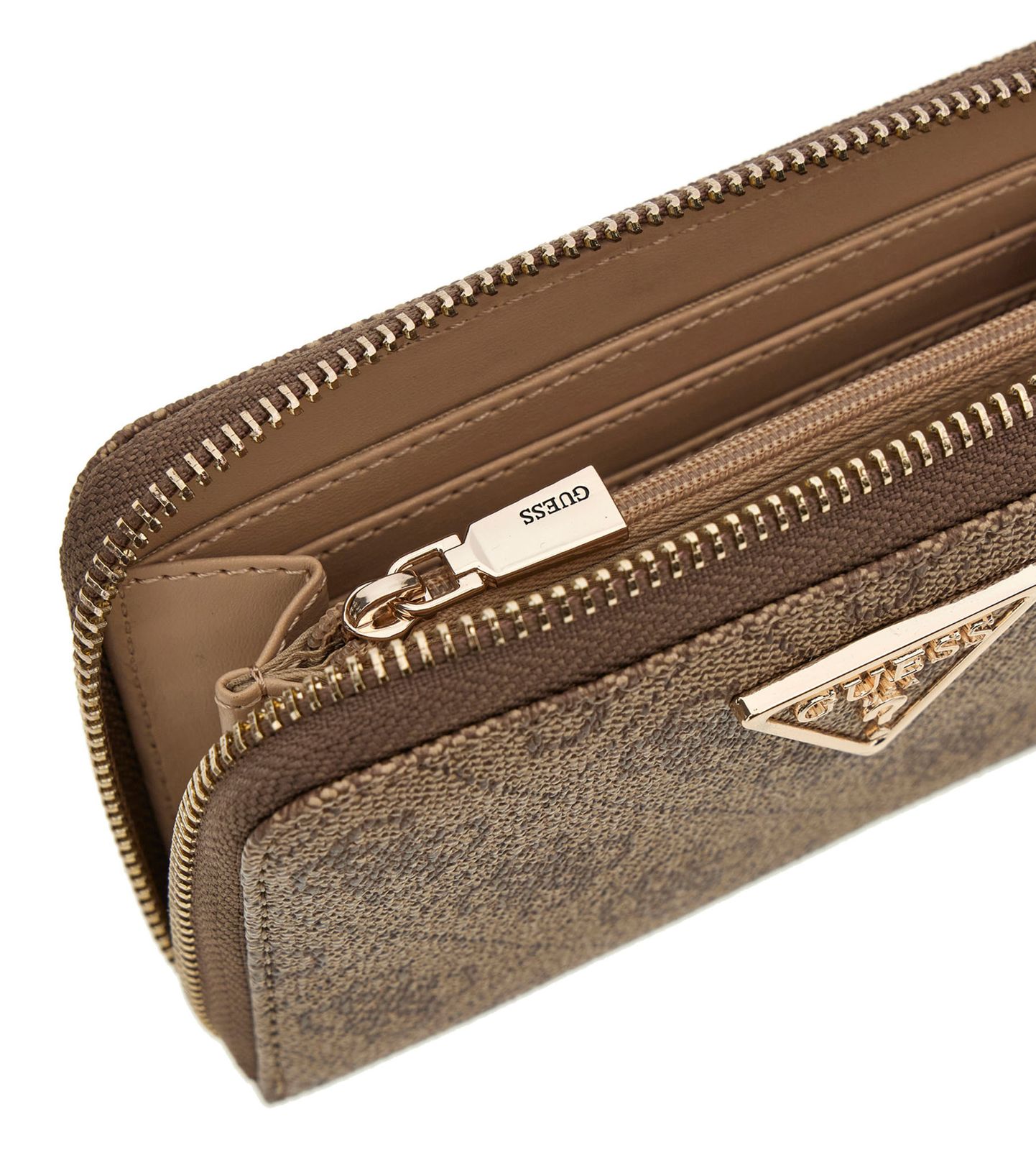 GUESS Laurel II SLG Medium Zip Around Wallet Latte Logo GUESS Laurel II SLG Medium Zip Around Wallet Latte Logo