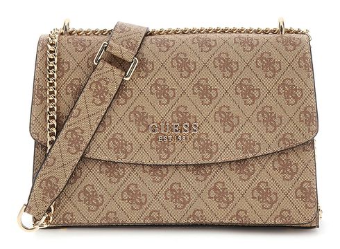 GUESS Calista Convertible Xbody Flap Bag Latte Logo