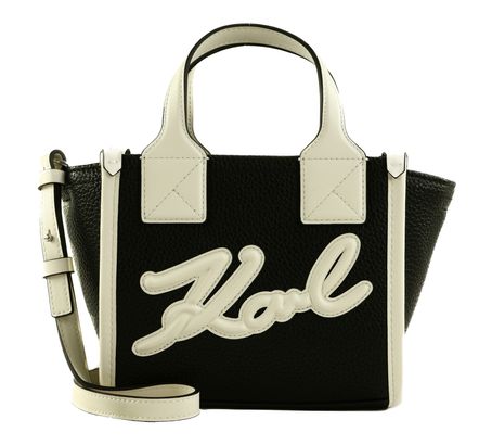 KARL LAGERFELD K / Skuare Grainy Tote Bag Black / White