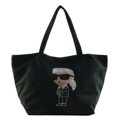 KARL LAGERFELD Ikon Rhinestone Shopper Black