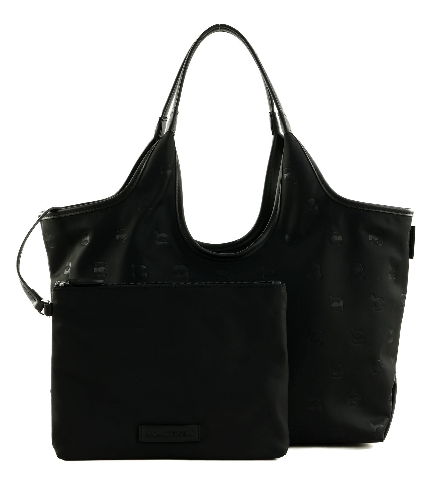 KARL LAGERFELD Ikon Nylon Tote Bag AOP Tonal Black KARL LAGERFELD Ikon Nylon Tote Bag AOP Tonal Black