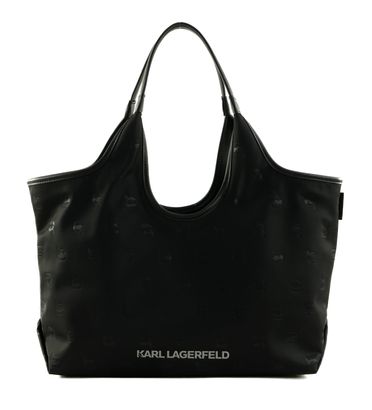 KARL LAGERFELD Ikon Nylon Tote Bag AOP Tonal Black