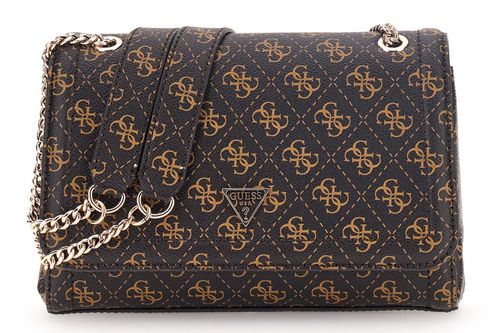 GUESS Noelle II Convertible Xbody Flap Bag Brown Logo