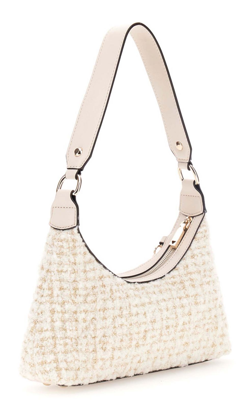 GUESS Everlee Top Zip Shoulder Bag Cream White GUESS Everlee Top Zip Shoulder Bag Cream White