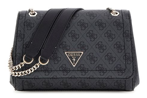 GUESS Noelle II Convertible Xbody Flap Bag Coal Logo