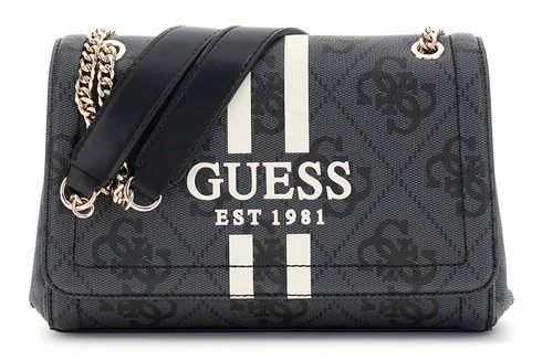 GUESS Noelle II Convertible Xbody Flap Bag Coal Logo