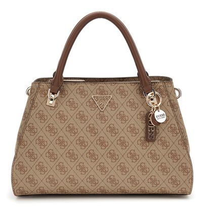 GUESS Noelle II Luxury Satchel Latte Logo / Brown
