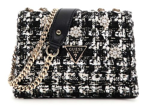 GUESS Everlee Mini Convertible Xbody Flap Bag Black Multi