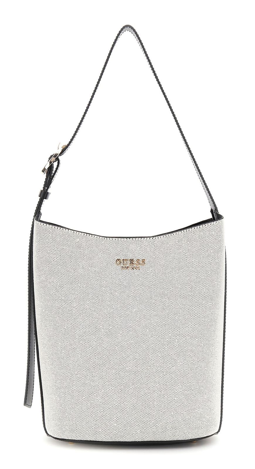 GUESS Nicolette Bucket Shoulder Bag Natural / Black GUESS Nicolette Bucket Shoulder Bag Natural / Black