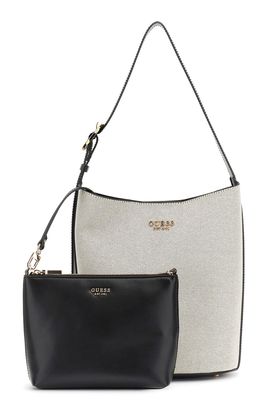GUESS Nicolette Bucket Shoulder Bag Natural / Black