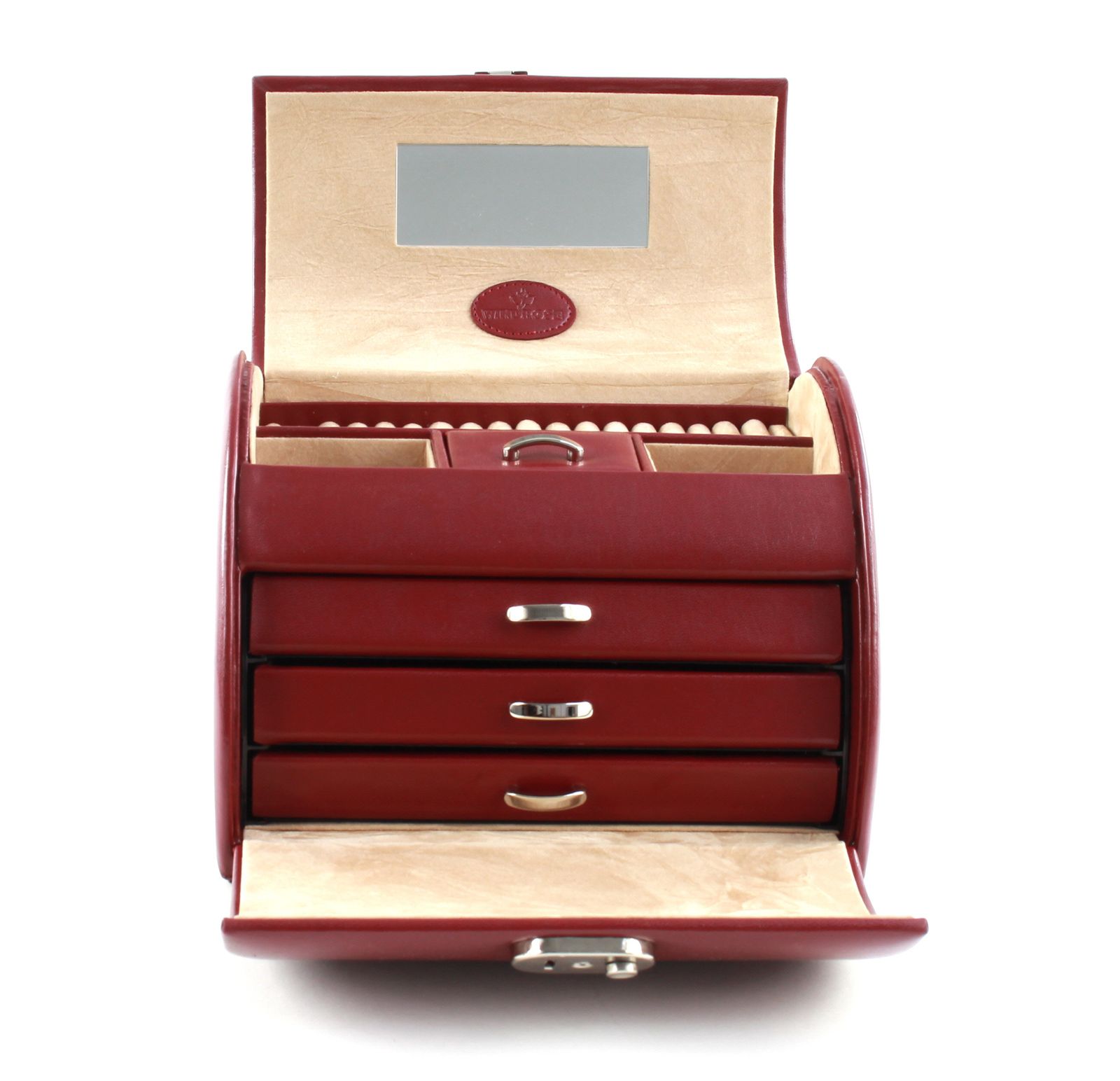 WINDROSE Merino Jewelry Box Round Red WINDROSE Merino Jewelry Box Round Red