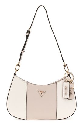GUESS Noelle II Top Zip Shoulder Bag Cream White / Taupe