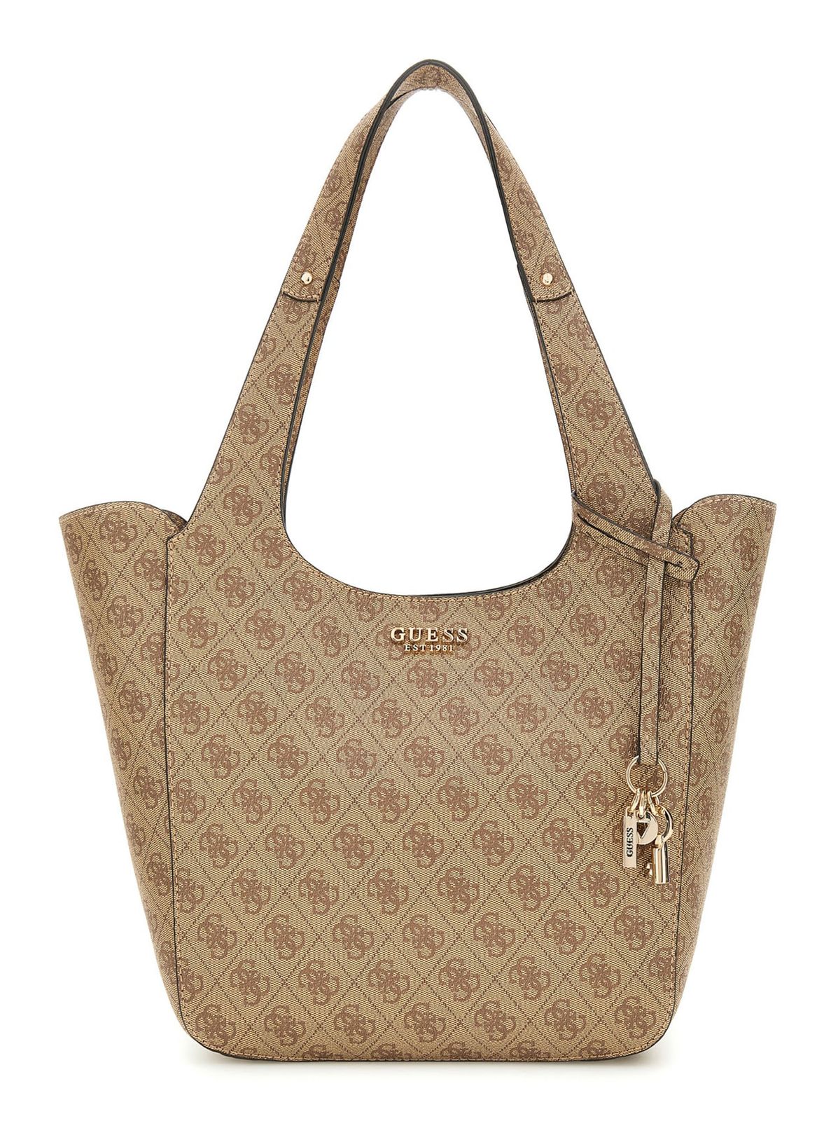GUESS Calista 2 In 1 Tote Borsa A Tracolla + Pochette, Colore Latte Logo