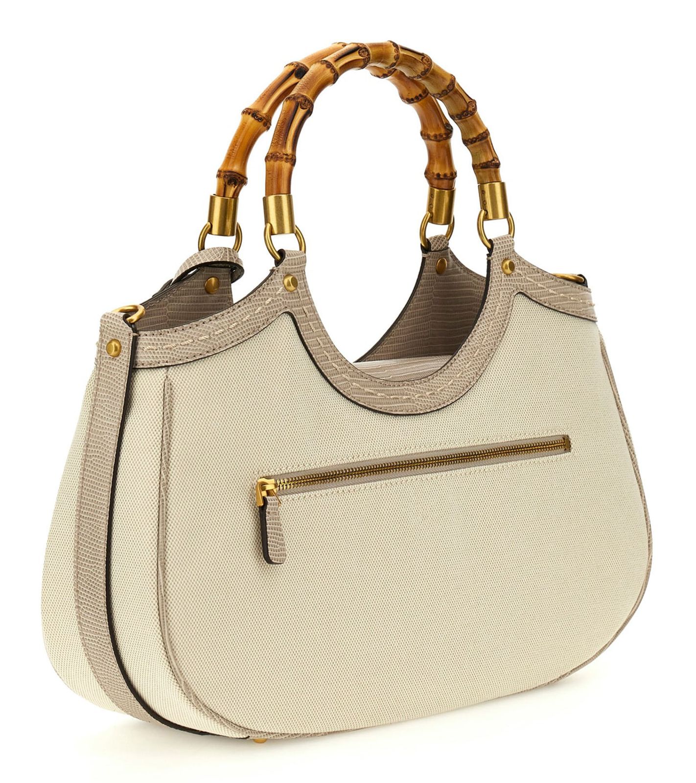 GUESS Zabry Large Bamboo Satchel L Taupe GUESS Zabry Large Bamboo Satchel L Taupe