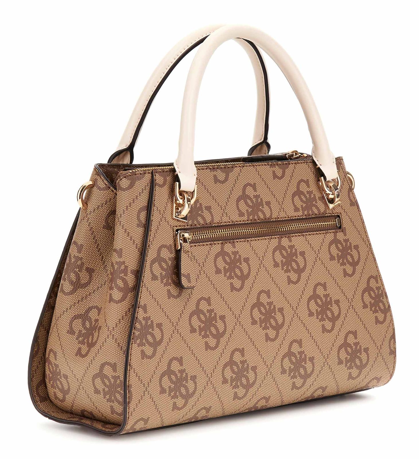 GUESS Noelle II Luxury Satchel Bag Latte Logo GUESS Noelle II Luxury Satchel Bag Latte Logo