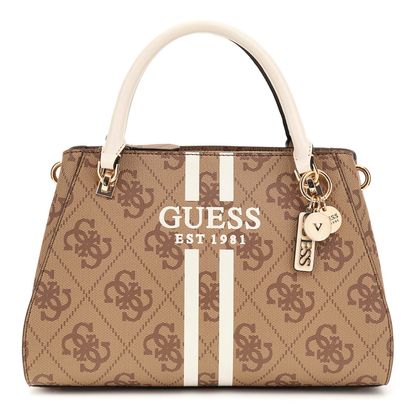 GUESS Noelle II Luxury Satchel Bag Latte Logo