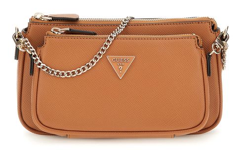 GUESS Noelle II Double Pouch Crossbody Bag Light Cognac