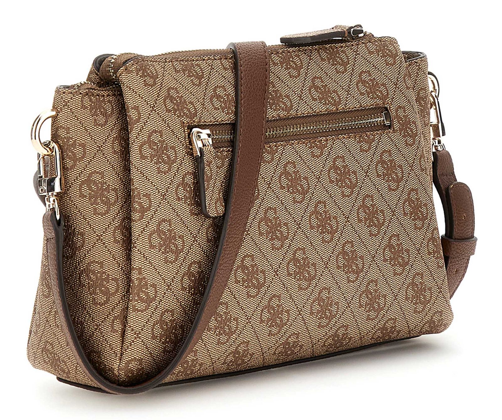 GUESS Noelle II Tri Comp Crossbody Bag Latte Logo / Brown GUESS Noelle II Tri Comp Crossbody Bag Latte Logo / Brown