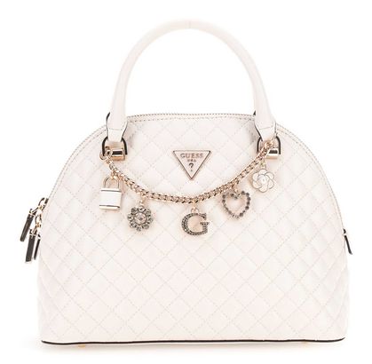 GUESS Everlee Dome Satchel Bag Creme White