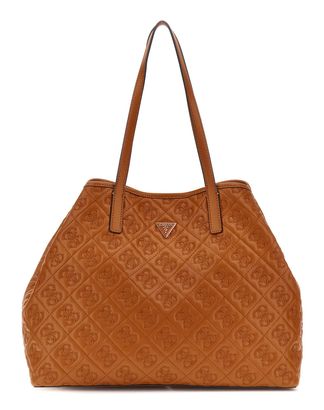 ★LE ABONNE★ DIA BAG_CAMEL Eliza Large Studded Mixed-Media Tote Bag, CAMEL MULTI