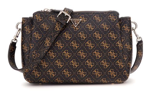 GUESS Noelle II Tri Compartment Crossbody Brown Logo