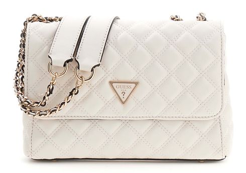 GUESS Giully II Compound Convertible Flap Bag Creme White