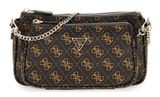 GUESS Noelle II Double Pouch Crossbody Bag Brown Logo GUESS Noelle II Double Pouch Crossbody Bag Brown Logo