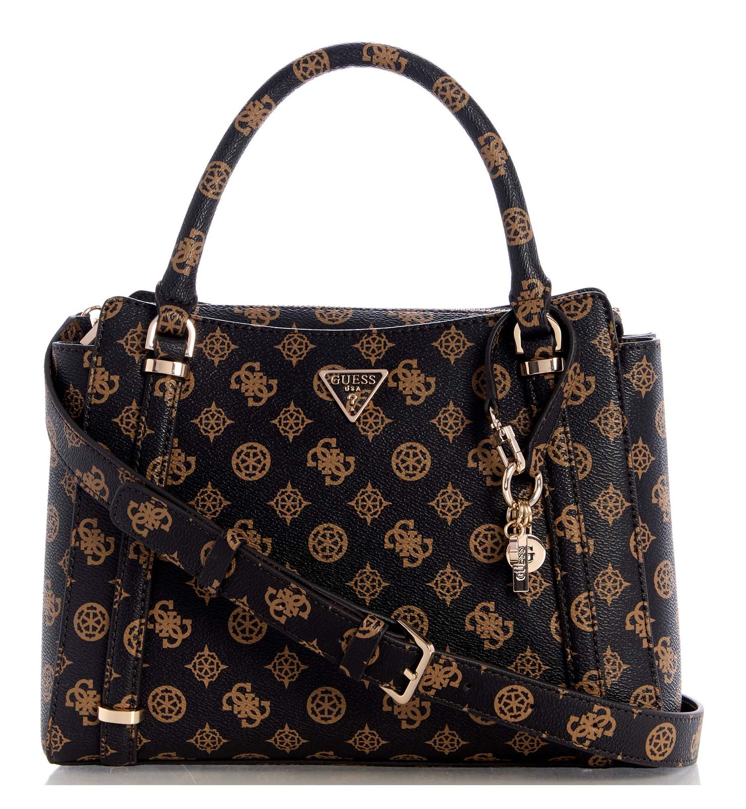GUESS Daryna II Two Compound Satchel Mocha Logo GUESS Daryna II Two Compound Satchel Mocha Logo
