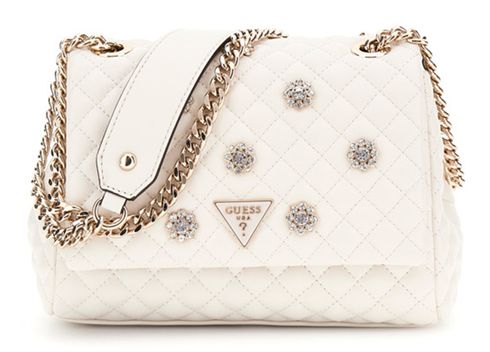 GUESS Everlee Convertible Xbody Flap Bag Creme White