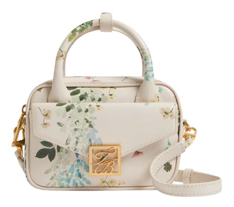 Ted Baker Anibell Detail Floral Mini Leather Crossbody Bag Ecru