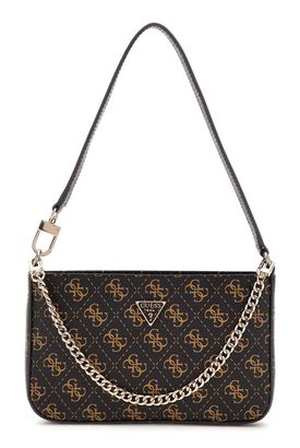 GUESS Noelle II Mini Top Zip Shoulder Bag Brown Logo