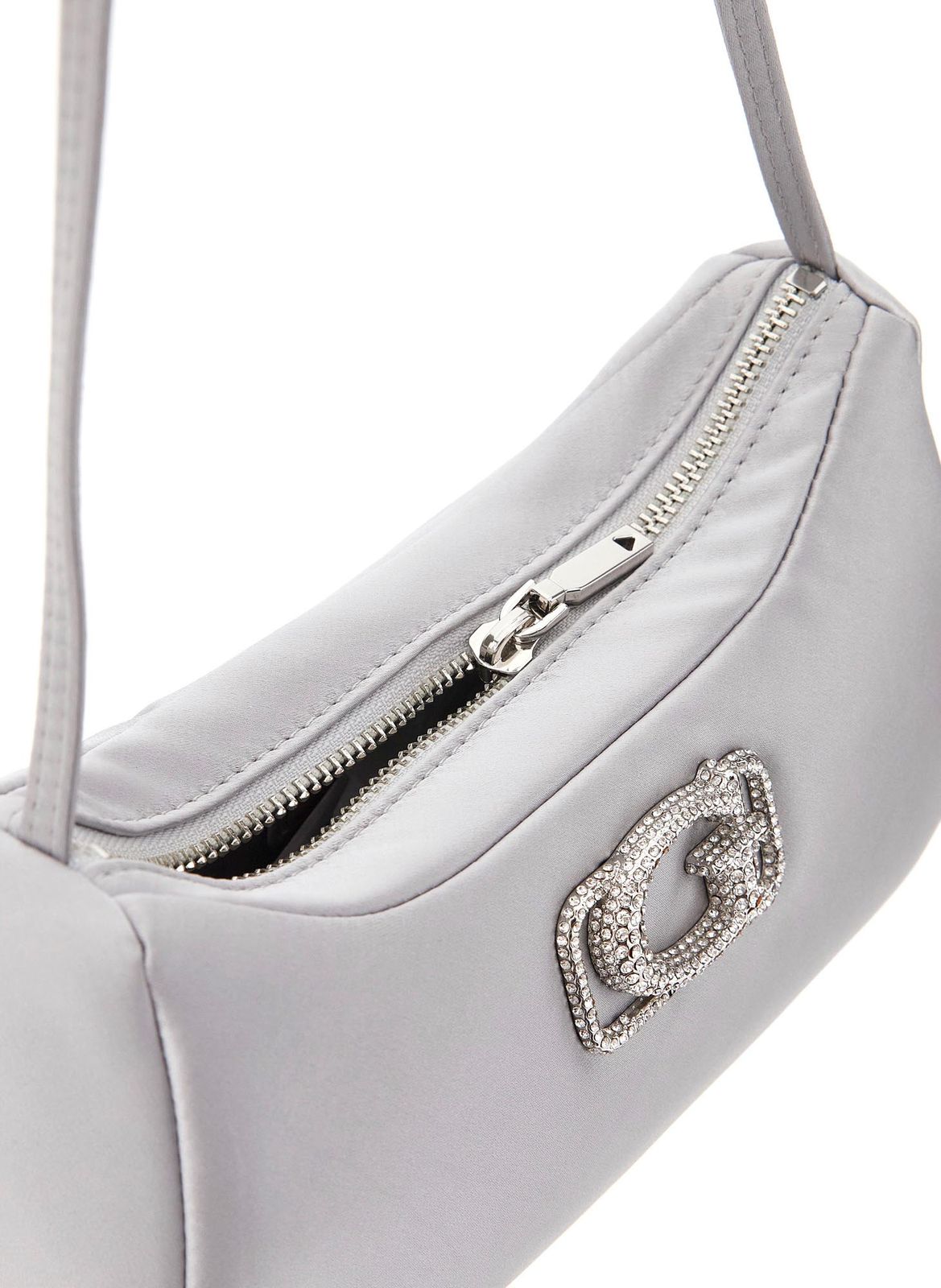 GUESS Prue Mini Top Zip Shoulder Bag Silver GUESS Prue Mini Top Zip Shoulder Bag Silver