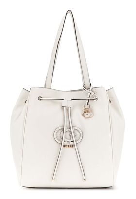 GUESS Calebra Drawstring Tote Cream White