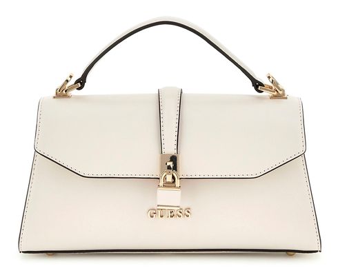 GUESS Queensland Top Handle Flap Bag Cream White / Taupe