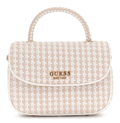 GUESS Mirema Top Handle Flap Bag White Multi